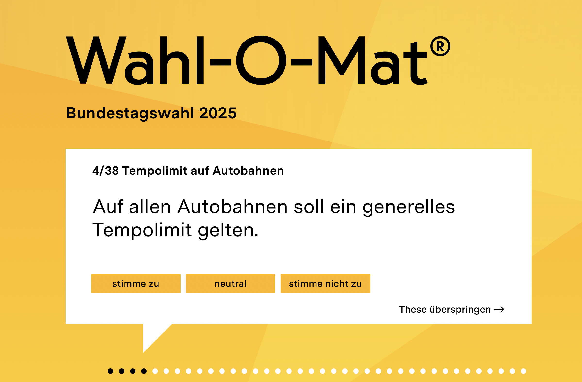 Screenshot aus dem Wahl-O-Mat