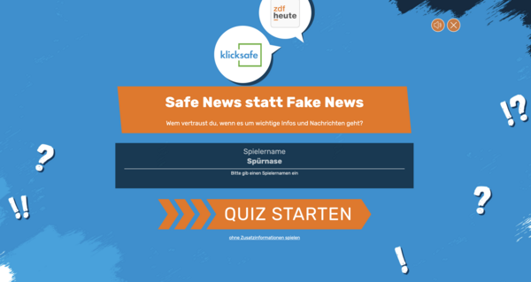 Screenshot vom klicksafe Quiz