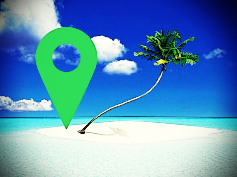 Location-Tag auf Südsee-Insel