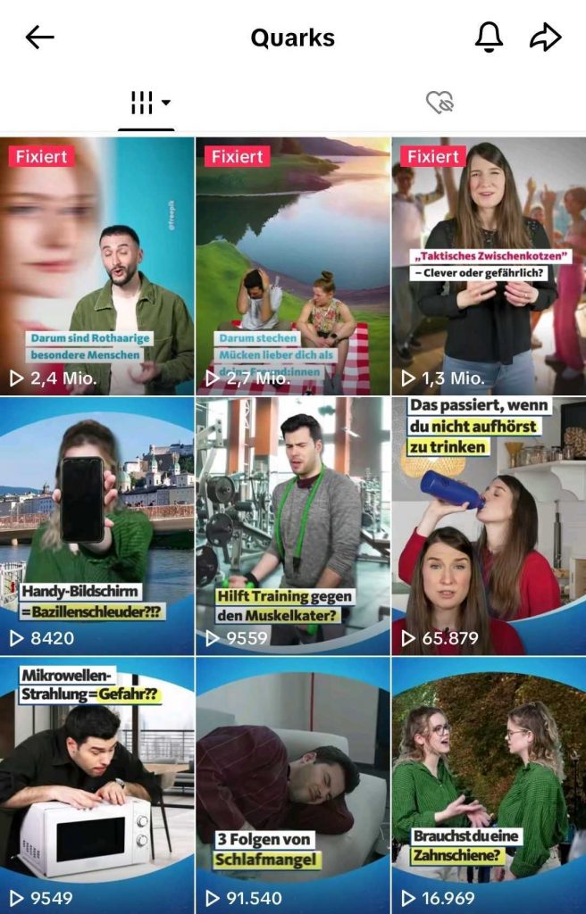 Screenshot von quarks bei TikTok